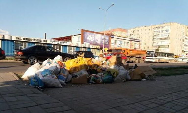 Монументальная гора мусора выросла в центре Семея