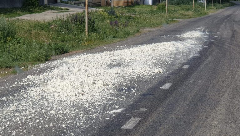 Благодаря бдительности очевидца в ВКО водителя привлекли к ответственности за выброс извести на дорогу