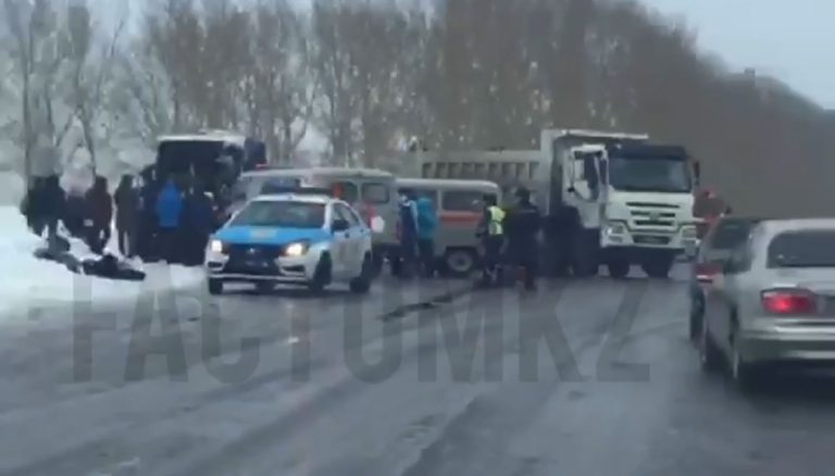 Около Усть-Каменогорска грузовик врезался в автобус с детьми
