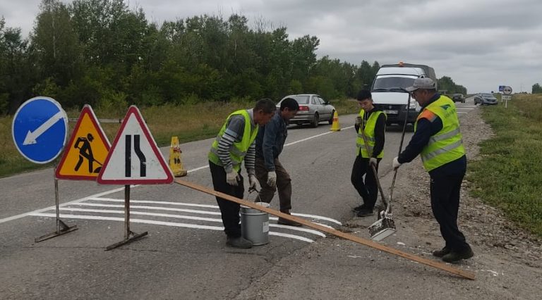 В ВКО с целью снижения аварийности на дорогах наносят шумовые полосы